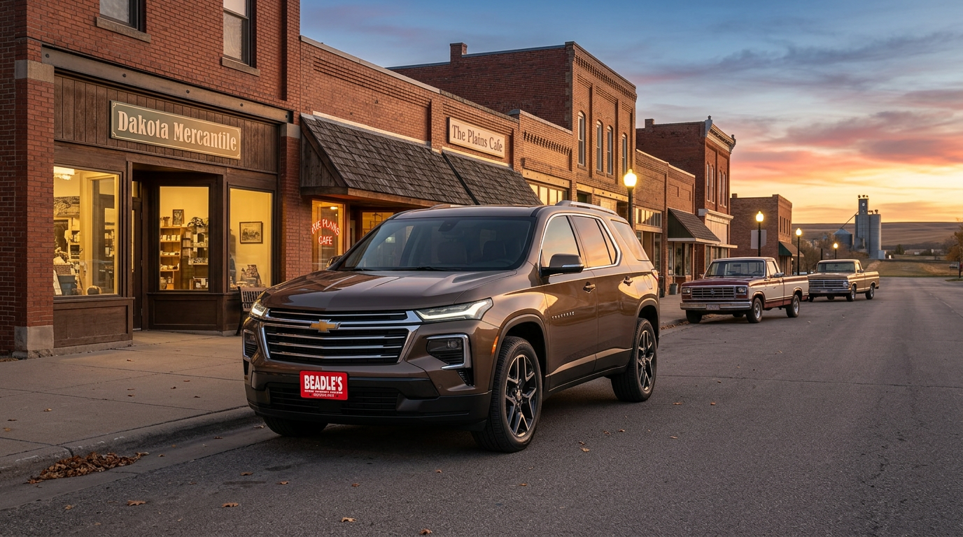 2026 Chevrolet Traverse AWD driving on South Dakota winter road