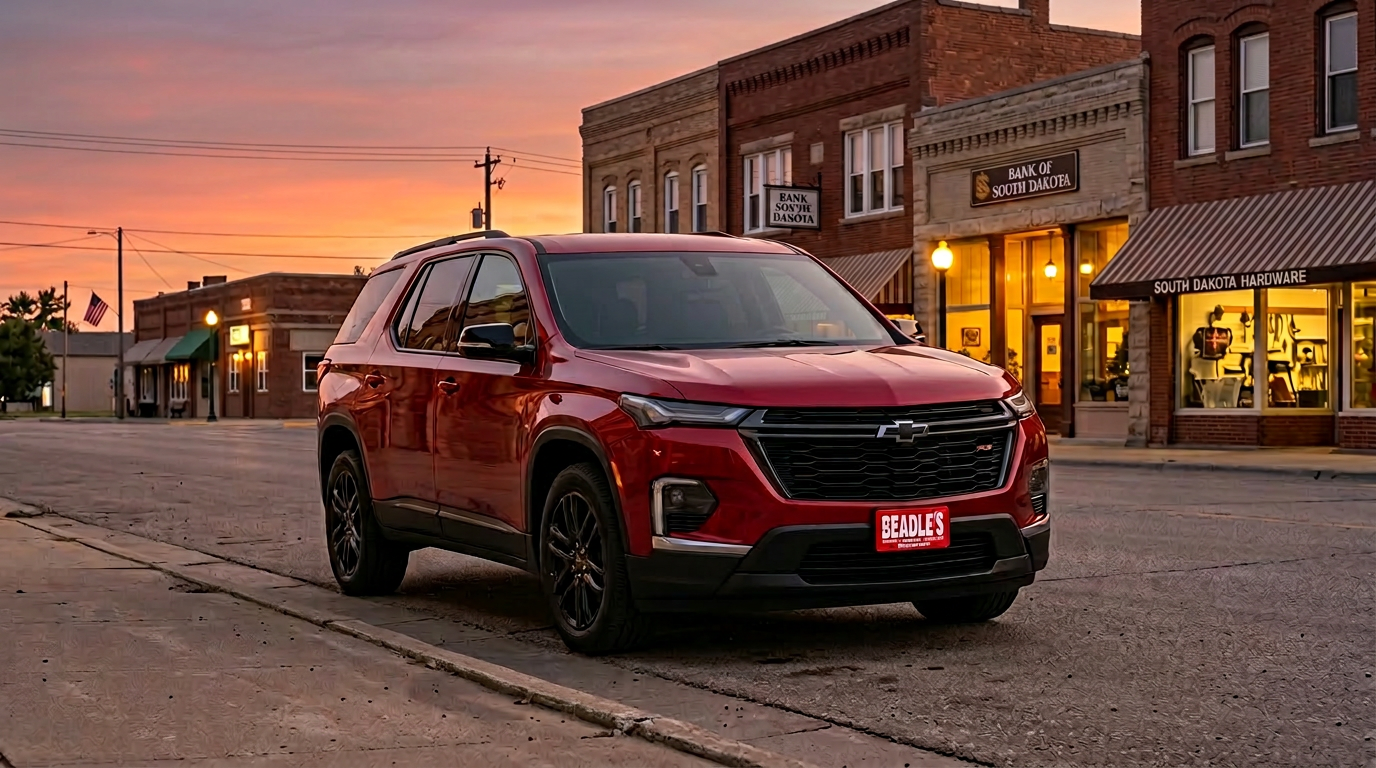 2026 Chevrolet Traverse AWD on South Dakota winter road near Mobridge