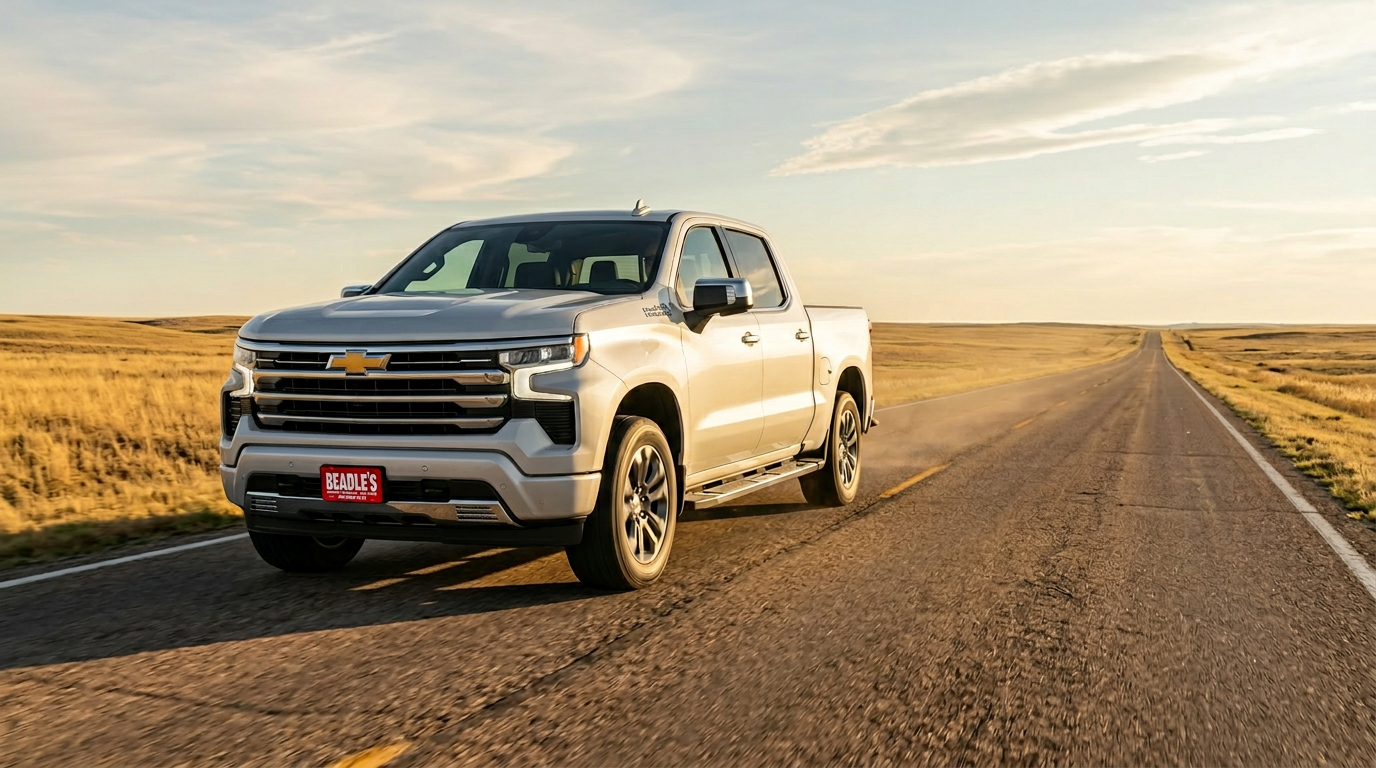 2026 Chevrolet Silverado 1500 on South Dakota highway at Beadle Chevrolet Mobridge