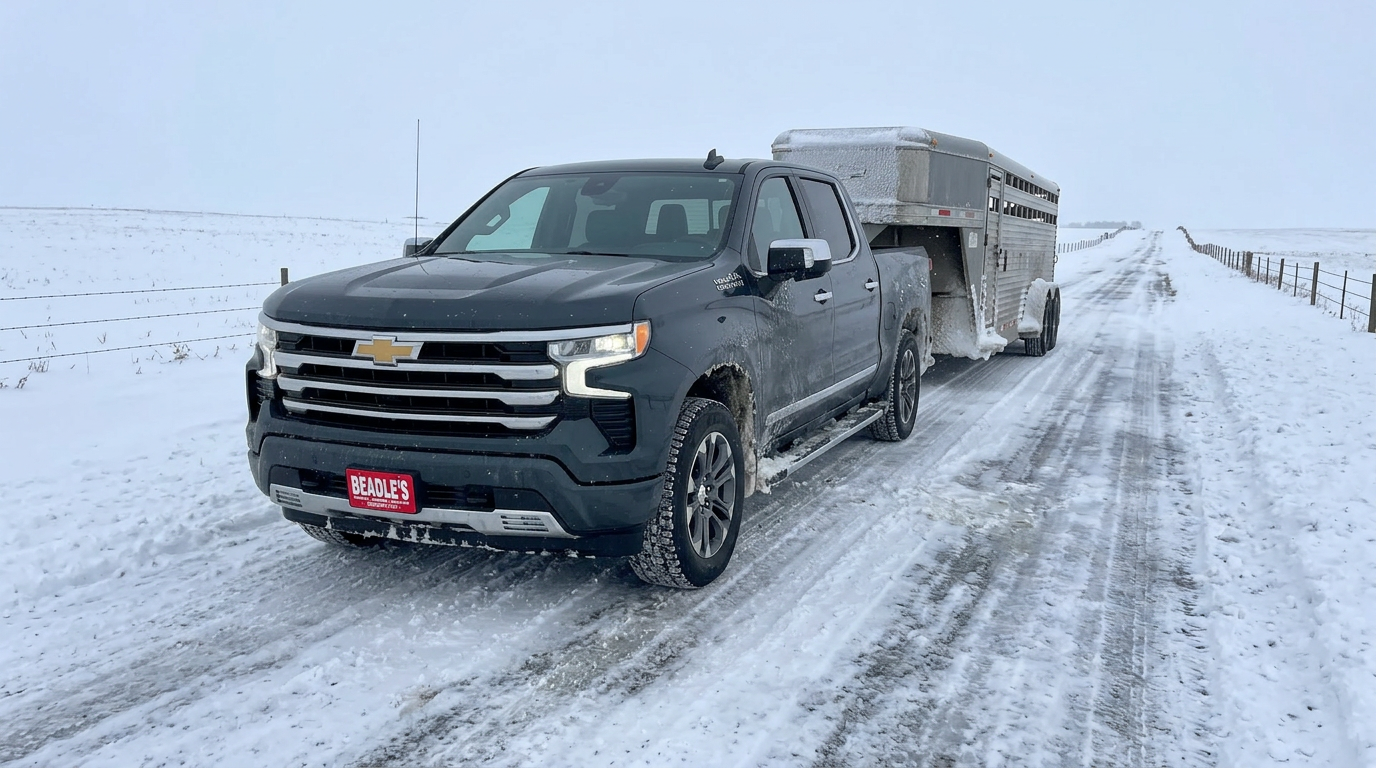 2026 Chevrolet Silverado 1500 working on a South Dakota ranch in winter