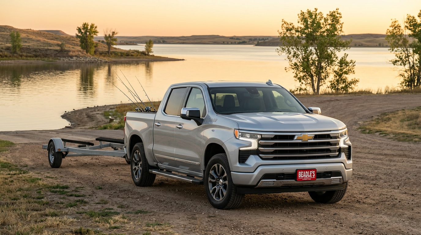 2026 Chevrolet Silverado 1500 on South Dakota highway en route to Lake Oahe