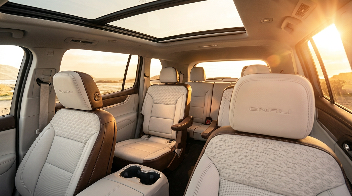 2026 GMC Acadia Denali second-row captain's chairs and third-row seating in Mobridge, SD