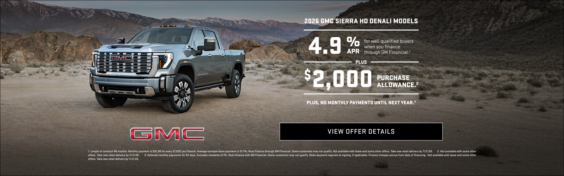 4.9% APR for well-qualified buyers when you finance through GM Financial.1

Plus, $2,000 PURCHASE...